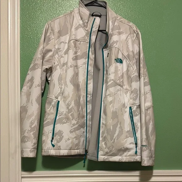 The North Face Camouflage Jacket with Teal Accents - Picture 1 of 5